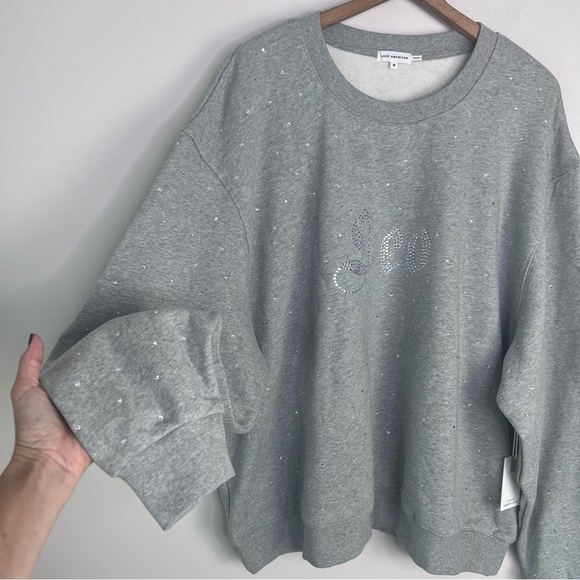 Good American Leo Boyfriend Jeweled Grey Sweatshirt - Picture 7 of 11